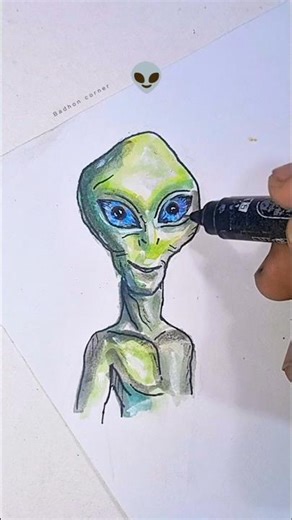 Drawing a Realistic Alien 👽🔥 | Satisfying Art Shorts #art #alien #drawing #satisfyingart #shorts