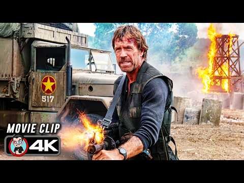 Chuck Norris Destroys POW Camp Scene | BRADDOCK: MISSING IN ACTION III (1988) Movie CLIP 4K