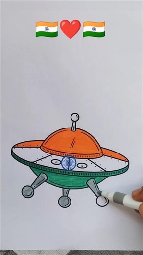 UFO india flag drawing #shorts #flagdrawing #satisfying