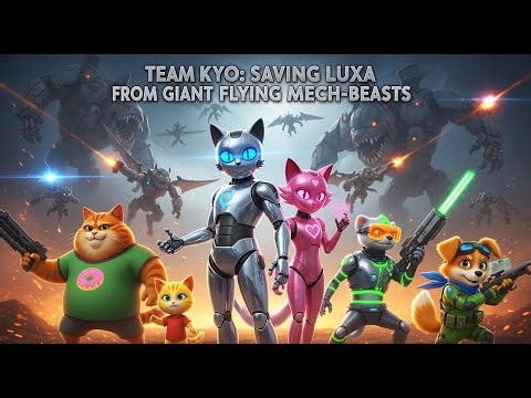 Team Kyo Saving Luxa from Giant Flying Mech Beasts