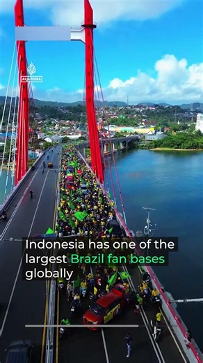 Brazil supporters in Indonesia grab Israeli flag off motorcyclist | AJ #shorts