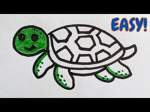 How To Draw A Turtle Very Easy Step By Step || Tortoise Drawing