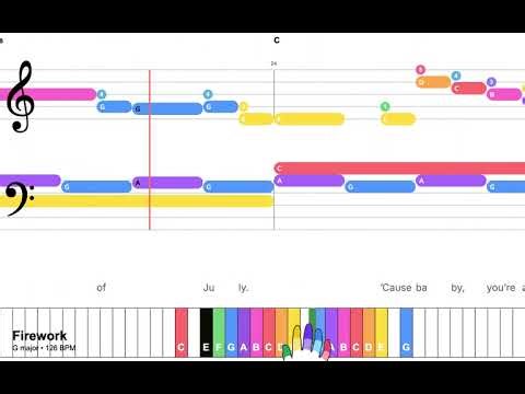 Firework (G)– Super Easy Piano with Lyrics and Chords