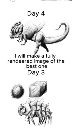 Day 7 - compilation of all my speculative biology alien sketches this week #art #drawing #artist