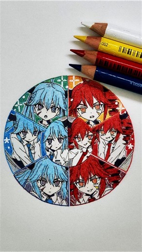 【3色＋白ぬりえ】 えねみぃ ENEMy を塗る！ #hatsunemiku #初音ミク #kasaneteto #重音テト #vocaloid #colormixing