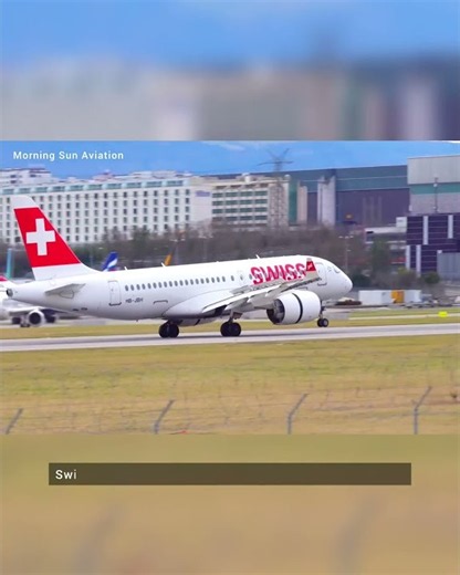 Swiss Airbus A220-100 Landing at Geneva International Airport in Switzerland,,✈️
