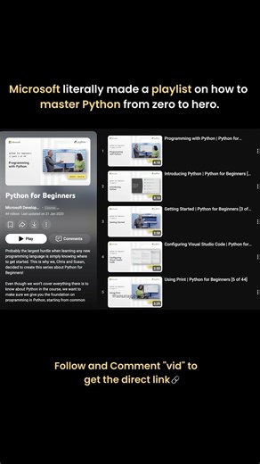 Microsoft’s Python roadmap 💻 #Python #LearnPython #CodingJourney #ProgrammingBasics #coding
