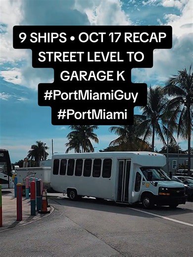 Nine ships at PortMiami. Here’s the view from the terminal lanes to the rooftop. 🚢👀 I put together clips from my October 17, 2026 coverage around Terminals D, E and F, plus the view from the top of Garage K looking across the port toward Terminals AA and A. You get the street-level traffic and the bigger picture in one recap. My takeaway from that morning: localized terminal queues, main port roads moving better than I expected, and no cargo rerouting observed during my coverage through 11 a.m