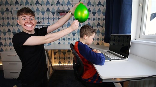 Exploding balloon prank shocks a little brother in viral video