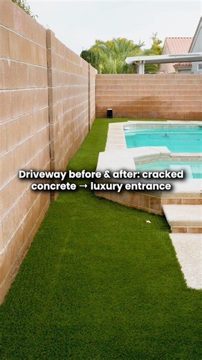 Driveway before & after: cracked concrete → luxury entrance ✨
