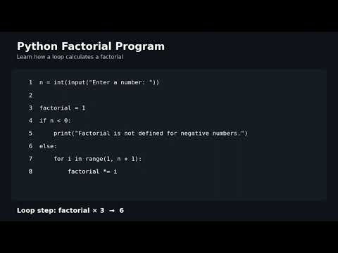 python factorial youtube video