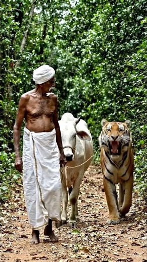 UNBELIEVABLE: Tiger and Cow Walking Together! 😱 Indian Forest Mystery #shorts