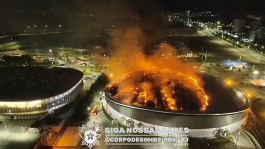 Flames engulf Rio Olympic Park velodrome. See dramatic drone video.