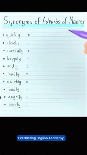 Speed Challenge: Synonyms of Adverbs of Manner 📝✨