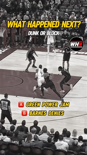 JALEN GREEN ATTACKS BARNES 👀 Dunk or Block?! #nba #basketball #sports #shorts