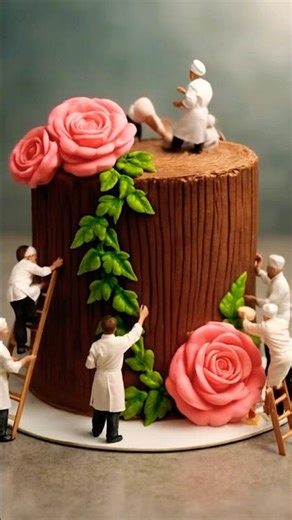 Beautiful Roses on Log Cake 🌿✨ #shorts #rose #cake