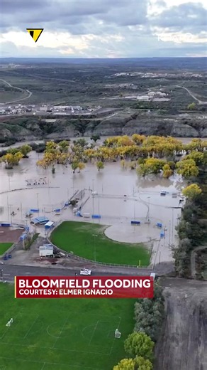 Floodwaters continue to rise along the San Juan River near Bloomfield. New drone video shows buildings surrounded by water. #breakingnews #news #flooding #newmexico