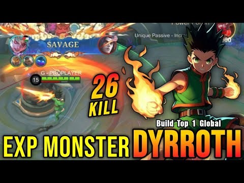 SAVAGE + 26 Kills!! Insane Damage Dyrroth Monster EXP Laner - Build Top 1 Global Dyrroth ~ MLBB