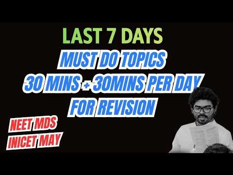 🚨 Must-Do Topics in 7 Days for NEET MDS 2026 || MDSCONQUER || DR SRIKANTH