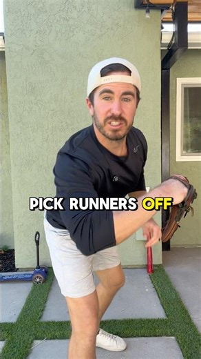 Pick a runner off first using a catcher glove drop. Right handed pitcher pick off moves.