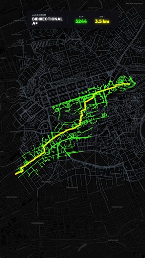 Bidirectional A*: Find the fastest streets in Edinburgh