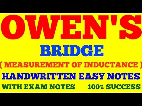 OWEN'S BRIDGE | OWEN'S AC BRIDGE | OWEN BRIDGE FOR INDUCTANCE MEASUREMENT | AC BRIDGES | EXAM NOTES