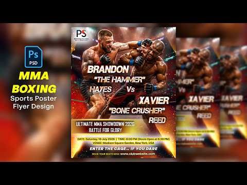 MMA Sports Poster Design | Sports Flyer Design | Boxing Flyer Design | Poster Design In Photoshop