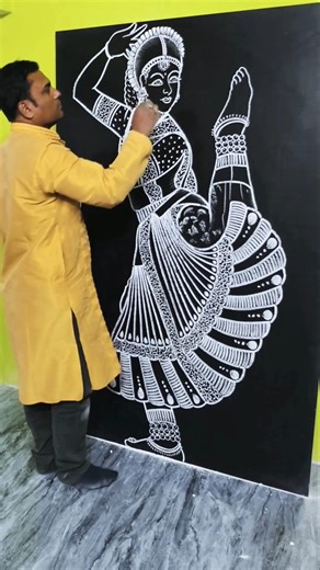 How to Draw Classical Dance Pose ✍️ | White Chalk Art #shorts #art #drawing #shortvideo