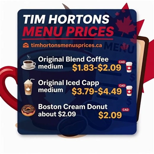 Tim Hortons Menu Prices in Canada | Coffee, Iced Capp and Donut Prices