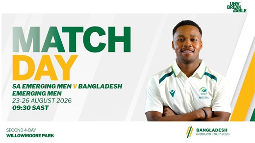 SA Men Emerging vs Bangladesh Men Emerging - 4 Day Match - Day 2 Live from Willowmoore Park, Benoni
