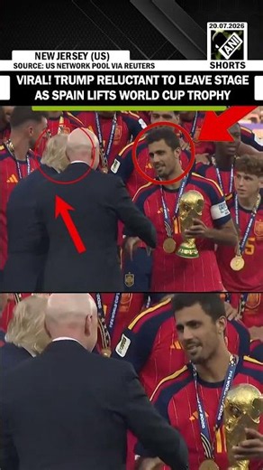 Must Watch! U.S. President Trump reluctant to leave stage as Spain lifts World cup trophy