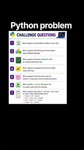 7 Python Challenge Questions Every Beginner Must Solve 🔥 Python Practice Questions #pythonchallenge