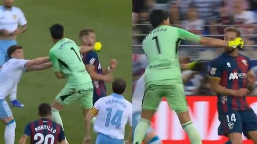 Zaragoza goalkeeper launches violent assault on opposition player in wild LaLiga 2 brawl: Watch