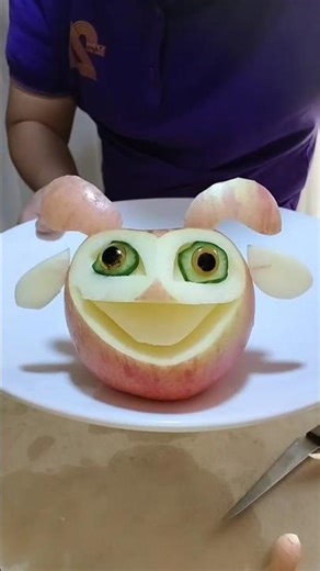 Sweet Apple Teddy Bear Carving#Adorable Apple Teddy Creation#Knife Skills#