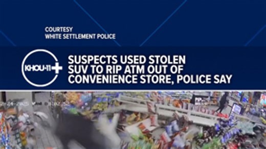 Police say two men used a cable to rip an ATM from a store in North Texas. | KHOU 11 News