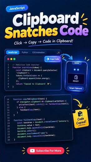 Clipboard Snached Effect with CSS + JS 🔥 | JavaScript Tips #coding #cssanimation