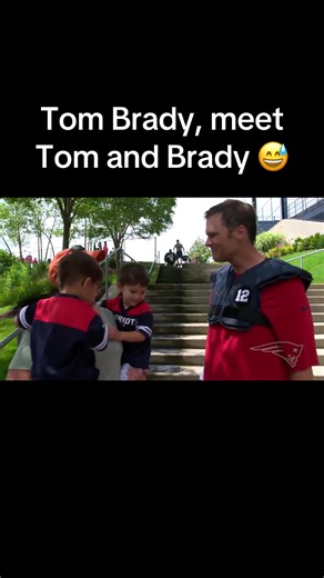 These two kids were named Tom and Brady, after Tom Brady, and they got to meet him! 😂 (via @New England Patriots) #kids #parents #nfl #footballtiktok