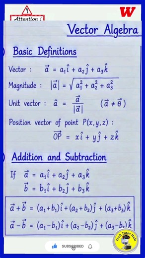 Basic definition of a vector and addition and subtraction of a vector