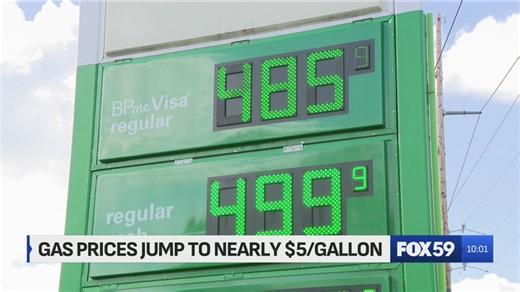 Gas prices surge to $4.99 in Indiana
