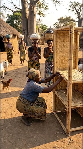 Poor Village Woman Turns Raw Bamboo Into a Stunning Kitchen Cabinet With Doors 🎋🍳