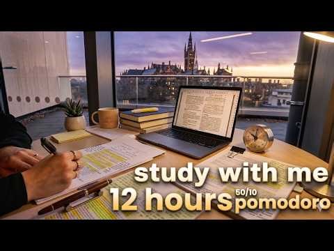 12-HOUR STUDY WITH ME on A RAINY DAY 🎓 | Pomodoro | RAIN SOUND | Deep Work Mode | No Music