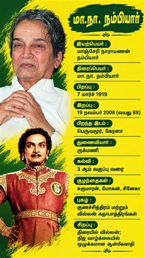 மா.நா. நம்பியார் வாழ்க்கை வரலாறு | பிறப்பு, இறப்பு, குடும்பம் & சினிமா | M.N. Nambiar Biography