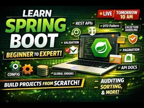 Spring Boot Full Course LIVE 🔴 | Beginner to Expert | Build Real Project from Scratch | REST APIs | Agni Chitra G