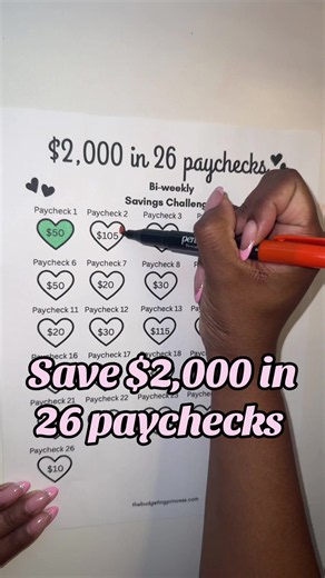 Save $2,000 in a year with this 26 bi weekly savings challenge💸 #savingmoney #budgeting #moneytips #savingchallenge #savingschallenge