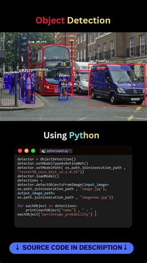 Object Detection on Street Images with Python & ImageAI 🚍🚗 #Shorts #coding #programming #python #py