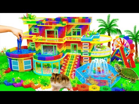 ASMR Video - Build Water Slide To Swimming Pool & Windmill In Modern Villa From Magnetic Balls