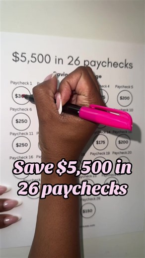 Save $5,500 in a year with this bi-weekly savings challenge / 6 months of paid weekly 💰✨ #savingmoney #budgeting #moneytips #savingchalenge #savingschallenge