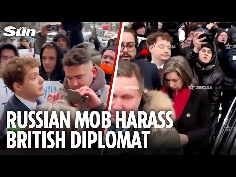 Angry Russian mob shout abuse at deputy ambassador after Putin expelled Brit diplomat for 'spying'