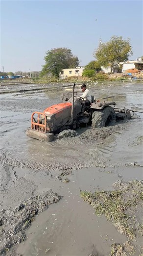 Kubota 4wd tractor working in mud #shorts #trending #tractor