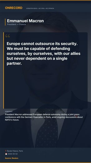 President Macron Quote May 2 2026